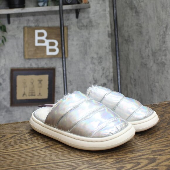 Stars Above Merritt Platform Shine Scuff Slide Slippers Silver Gray S (5-6) - Picture 1 of 10
